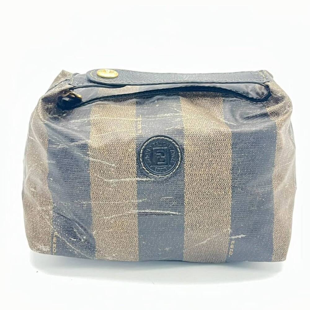 Fendi Pouch Clutch brown striped pecan